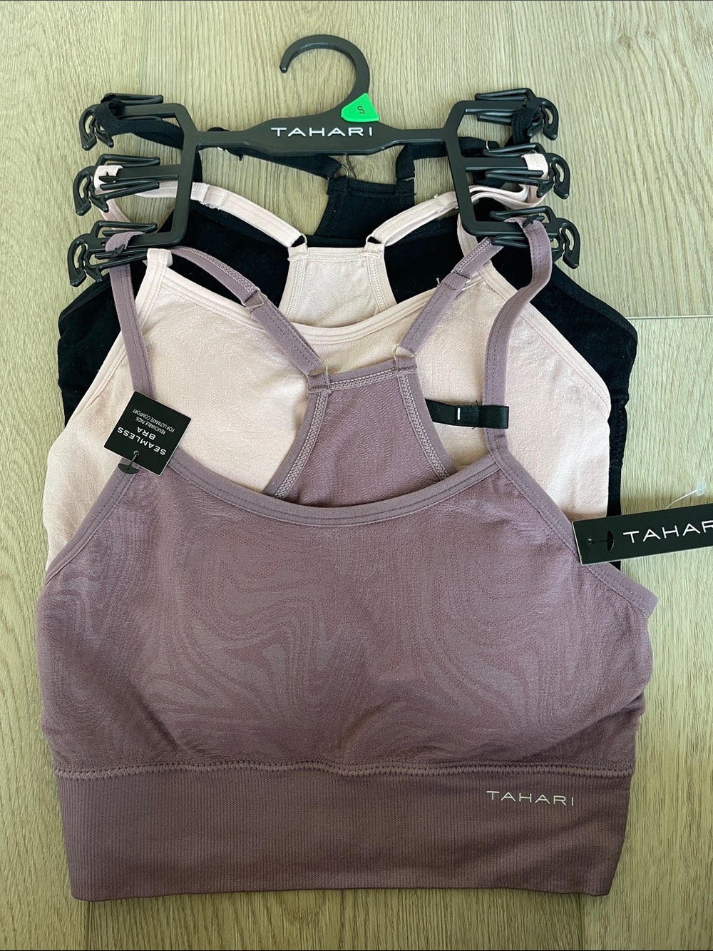 Tahari Seamless Racerback Bralette - Mauve, Blush, Black